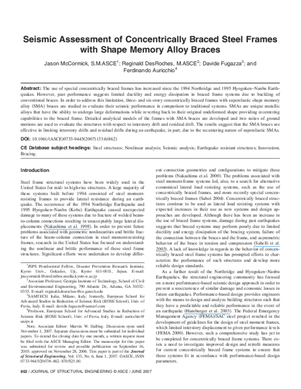 (PDF) Seismic Assessment of Concentrically Braced Steel Frames with ...