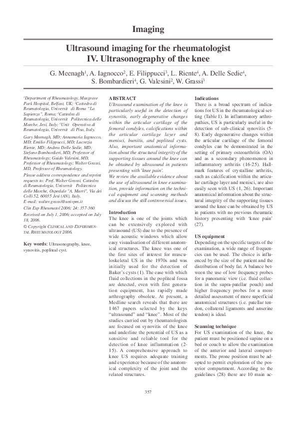 (PDF) Ultrasound imaging for the rheumatologist IV. Ultrasonography of ...