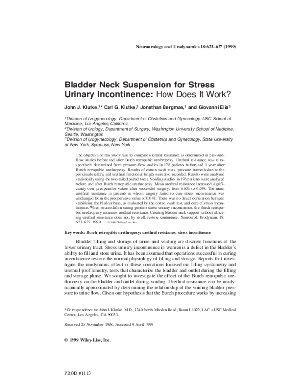 (PDF) Bladder neck suspension for stress urinary incontinence How does