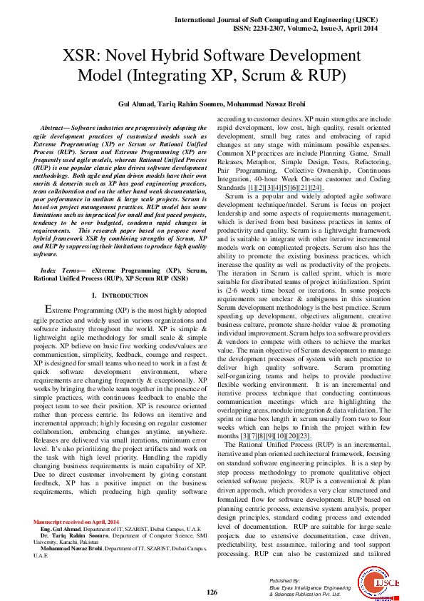 (PDF) XSR: Novel Hybrid Software Development Model (Integrating XP ...