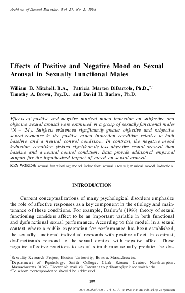 (PDF) Effects of positive and negative mood on sexual arousal in ...