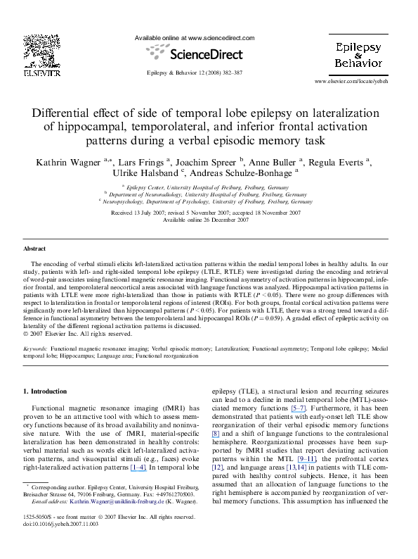 (PDF) Differential effect of side of temporal lobe epilepsy on ...