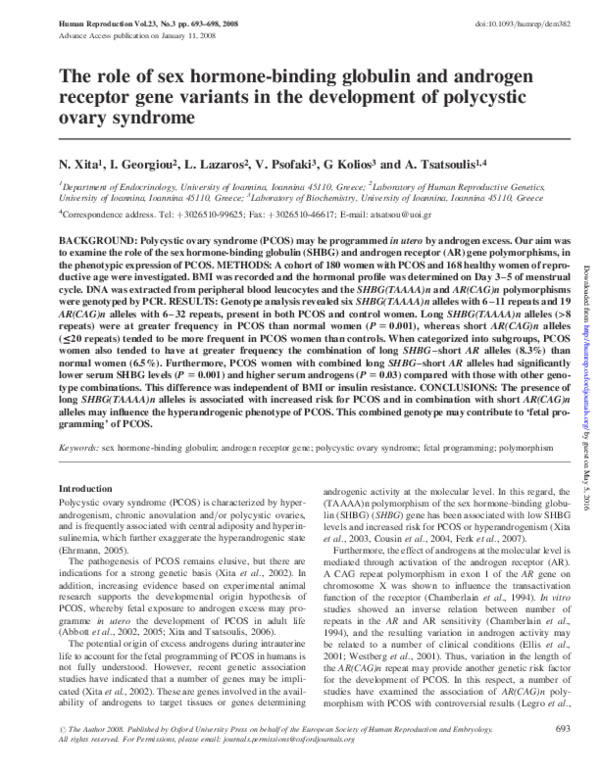 (PDF) The role of sex hormone-binding globulin and androgen receptor ...