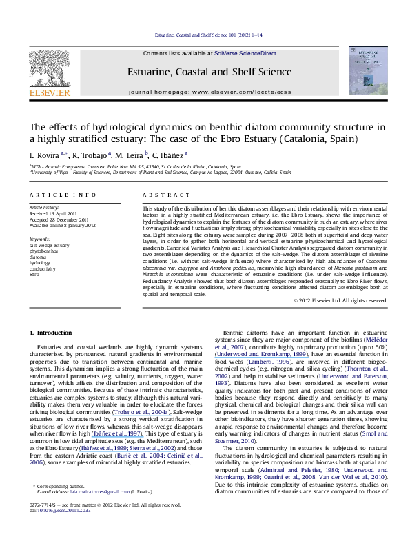 (PDF) The effects of hydrological dynamics on benthic diatom community ...