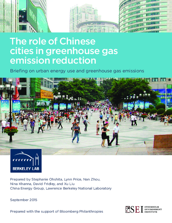 (PDF) The role of Chinese cities in greenhouse gas emission reduction ...