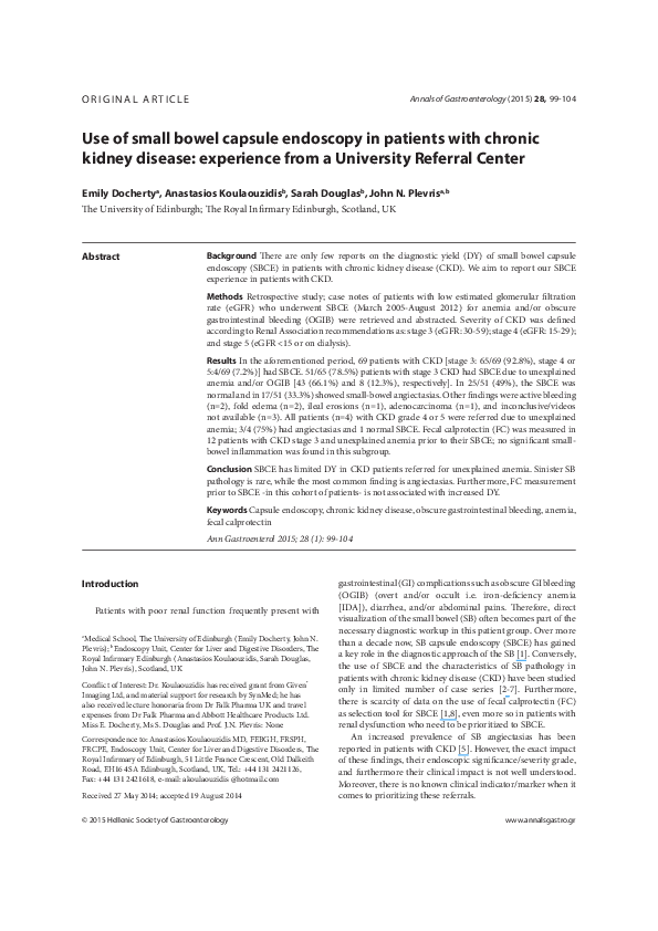 (PDF) Use of small bowel capsule endoscopy in patients with chronic ...