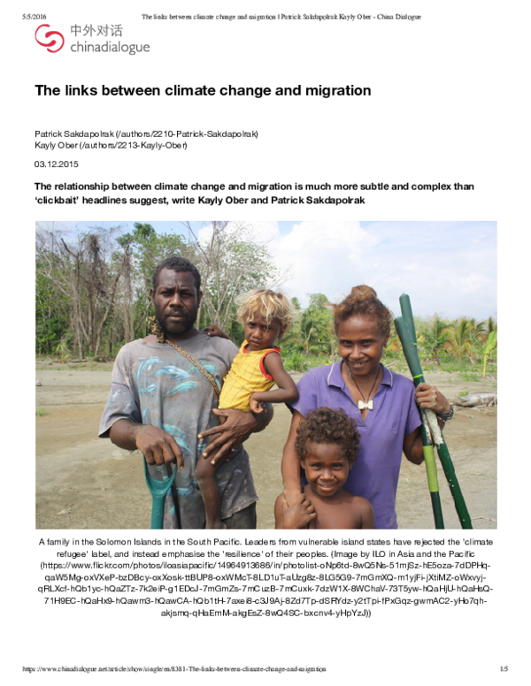 (PDF) The links between climate change and migration