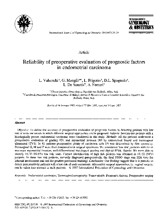 (PDF) Reliability of preoperative evaluation of prognostic factors in ...