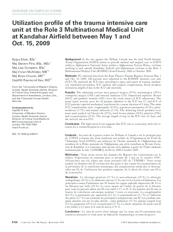 (PDF) Utilization profile of the trauma intensive care unit at the Role ...