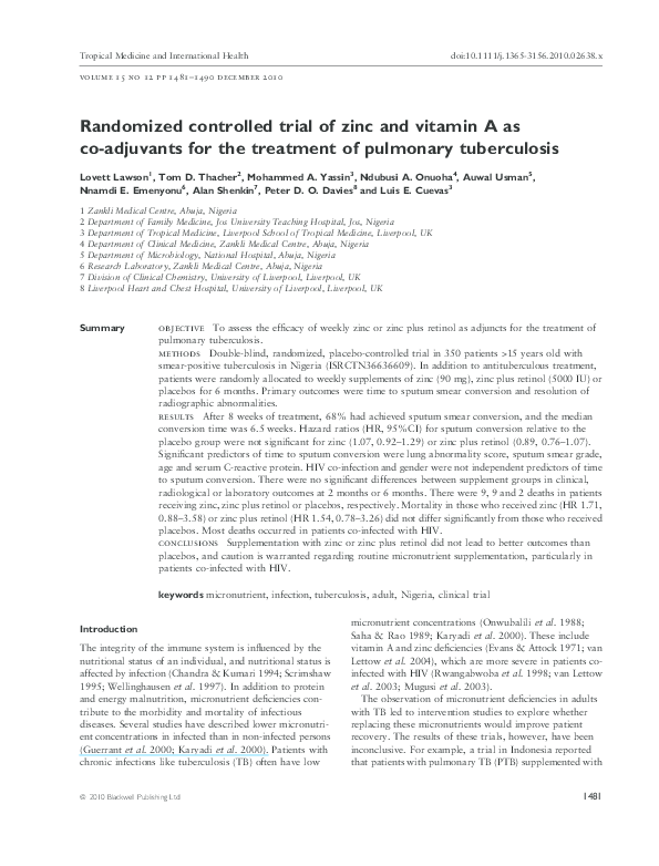 (PDF) Randomized controlled trial of zinc and vitamin A as co-adjuvants ...