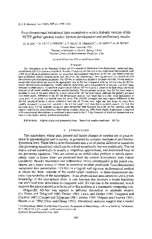 (PDF) Four-dimensional variational data assimilation experiments for a ...