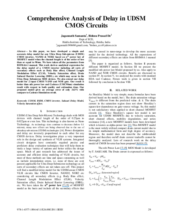 (PDF) Comprehensive analysis of delay in UDSM CMOS circuits