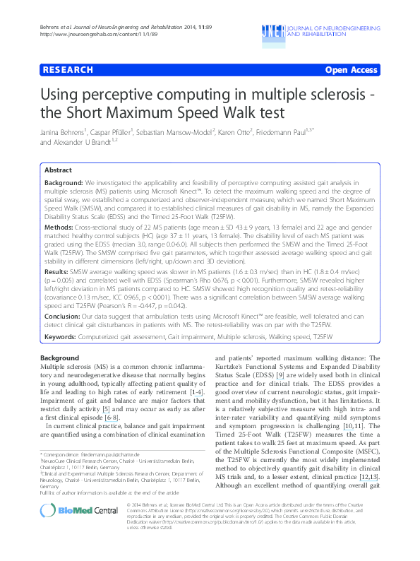 (PDF) Using perceptive computing in multiple sclerosis - the Short ...