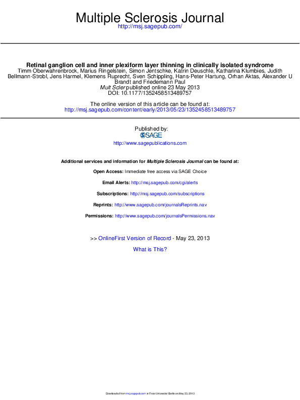 (PDF) Retinal ganglion cell and inner plexiform layer thinning in ...