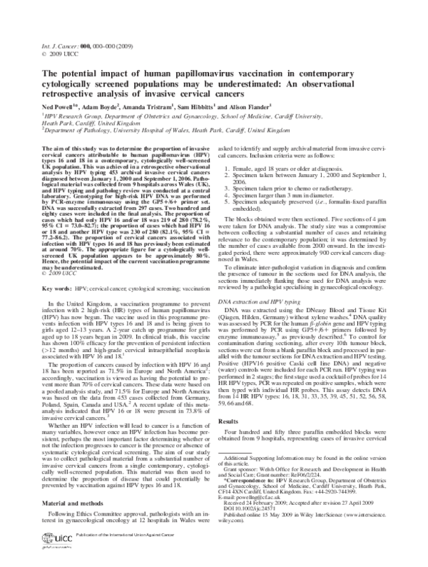 (PDF) The potential impact of human papillomavirus vaccination in ...