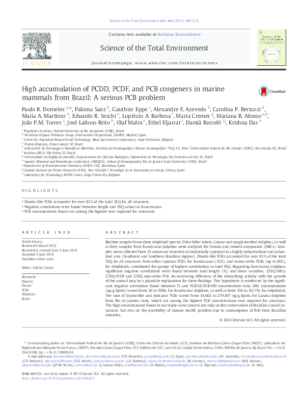(PDF) High accumulation of PCDD, PCDF, and PCB congeners in marine ...