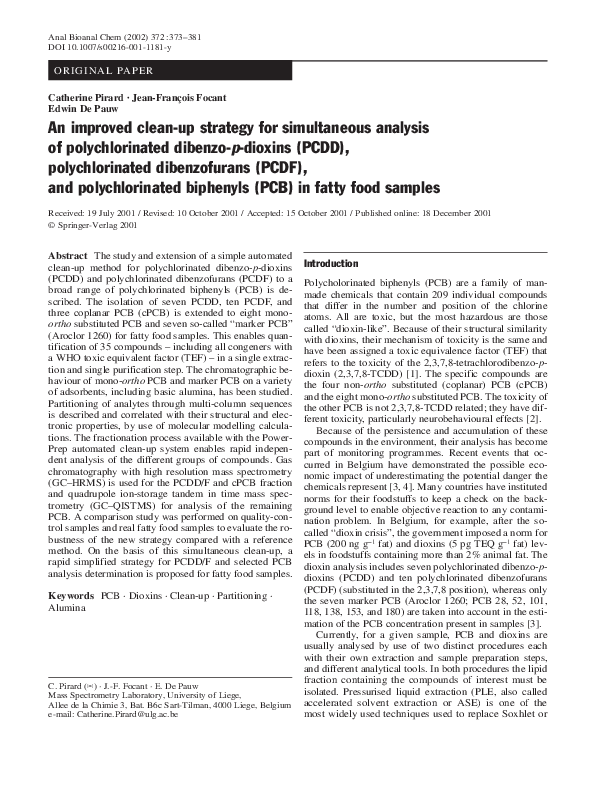 (PDF) An improved Clean-up Strategy for Simultaneous Analysis of PCDDs ...