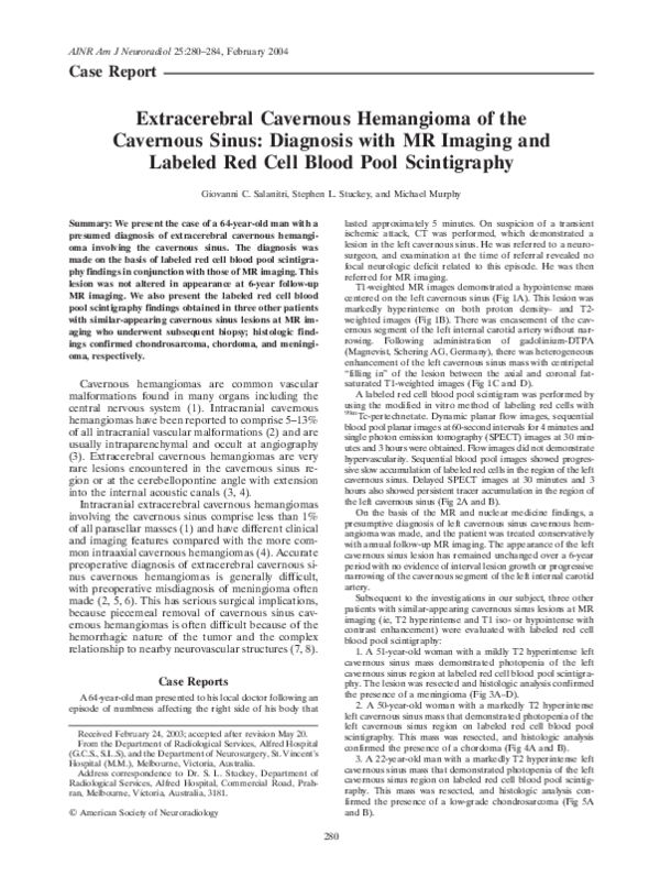 (PDF) Extracerebral Cavernous Hemangioma of the Cavernous Sinus ...