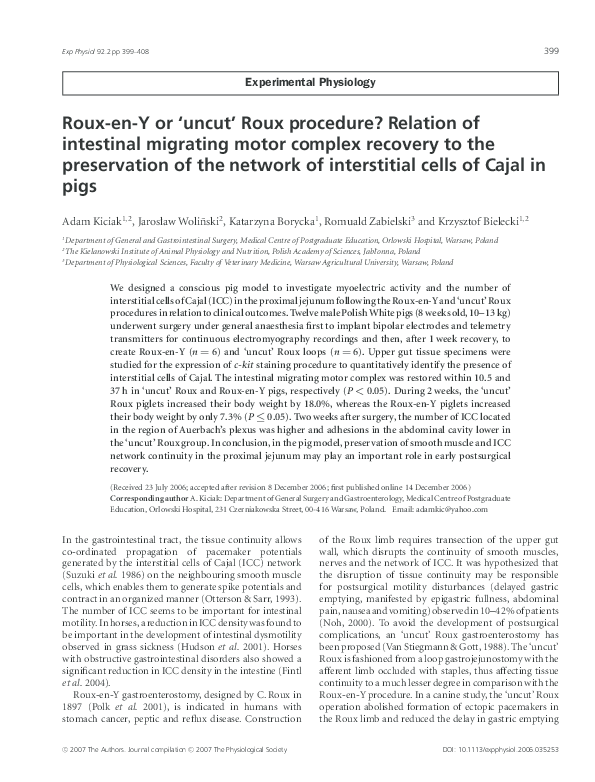 (PDF) GI & Epithelial: Roux-en-Y or 'uncut' Roux procedure? Relation of ...