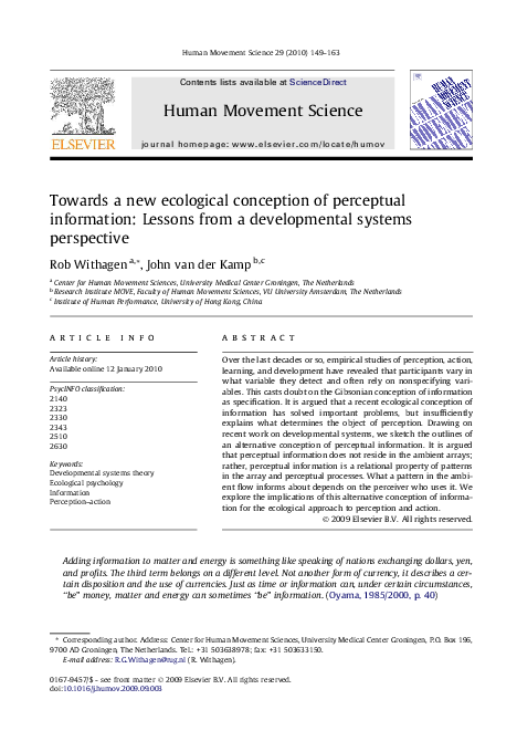 (PDF) Towards a new ecological conception of perceptual information ...