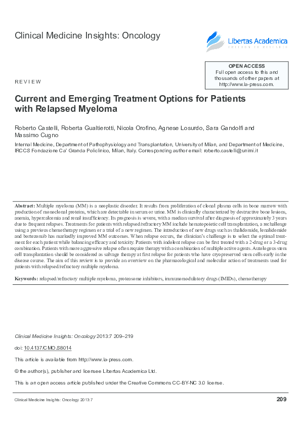(PDF) Current and Emerging Treatment Options for Patients with Relapsed ...