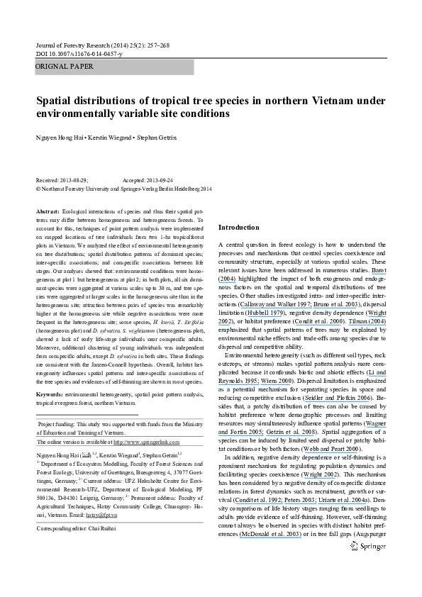 (PDF) Spatial distributions of tropical tree species in northern ...