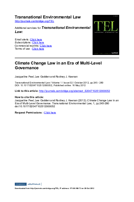 (PDF) Climate Change Law in an Era of Multi-Level Governance
