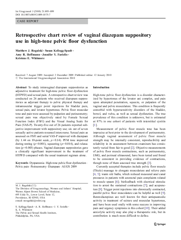 Pdf Retrospective Chart Review Of Vaginal Diazepam Suppository