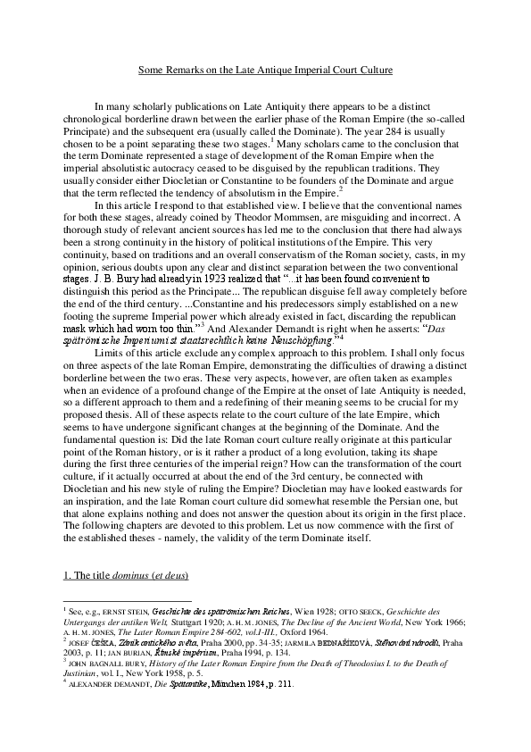 Some Remarks on the Late Antique Imperial Court Culture