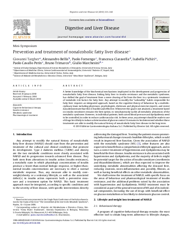 (PDF) Prevention and treatment of nonalcoholic fatty liver disease