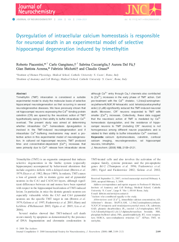 (PDF) Dysregulation of intracellular calcium homeostasis is responsible ...