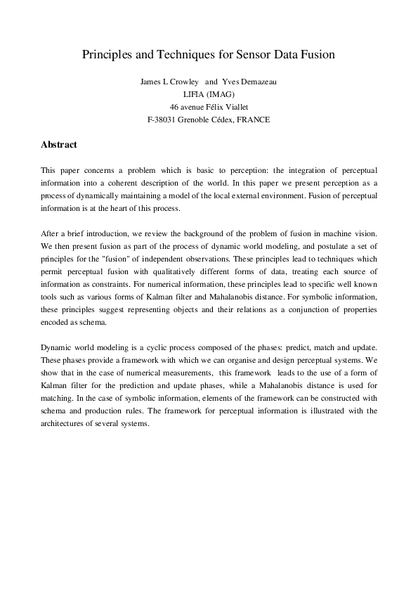 (PDF) Principles and techniques for sensor data fusion
