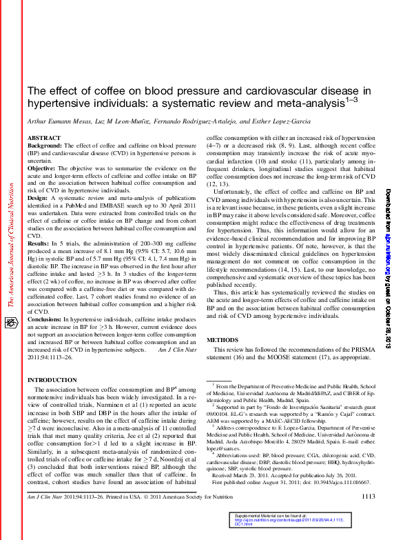 (PDF) The effect of coffee on blood pressure and cardiovascular disease