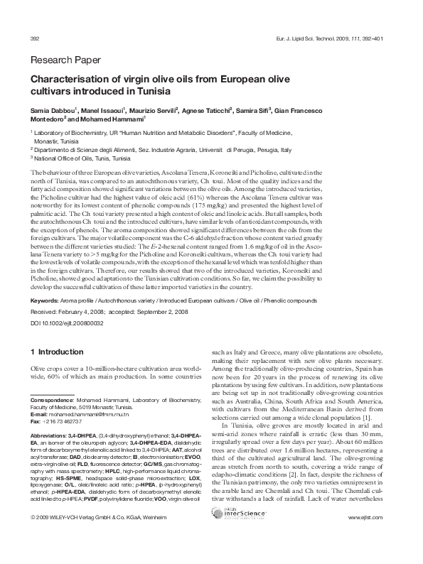 (PDF) Characterisation of virgin olive oils from European olive ...