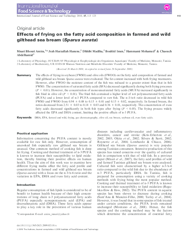 (PDF) Effects of frying on the fatty acid composition in farmed and ...