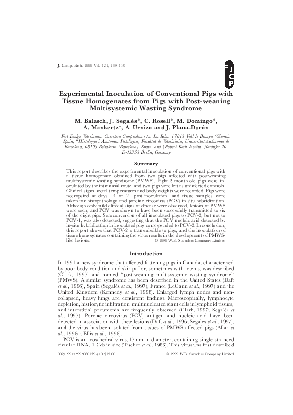 (PDF) Experimental Inoculation of Conventional Pigs with Tissue ...