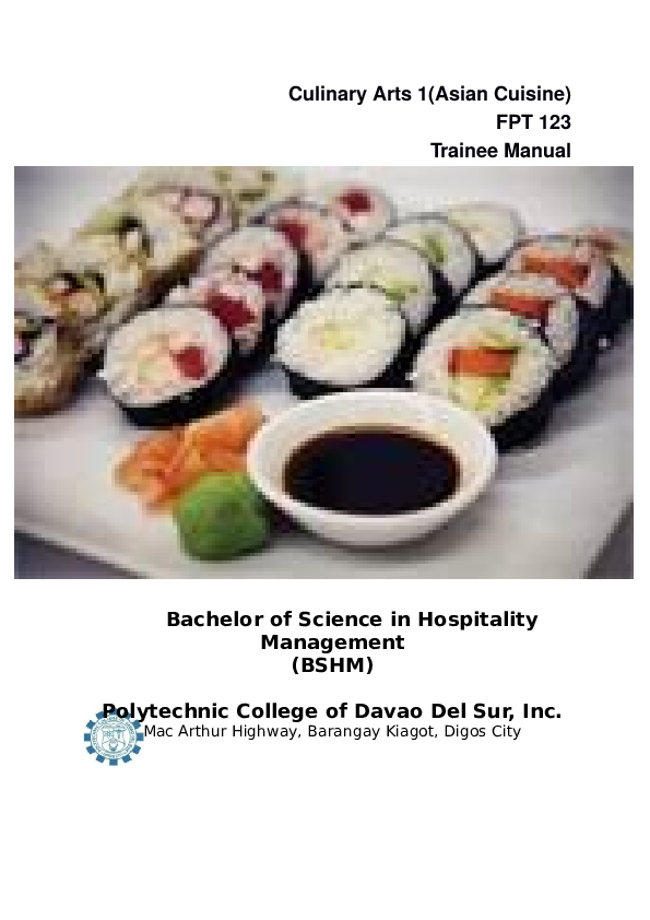  DOC FPT 123 Culinary Arts 1 Asian Cuisine Bong Lacaden Academia edu