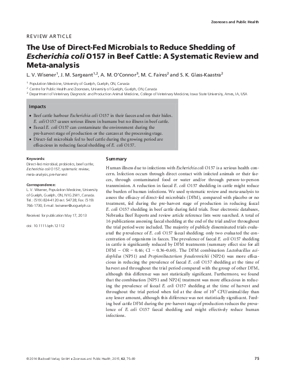 (PDF) The Use of Direct-Fed Microbials to Reduce Shedding of ...