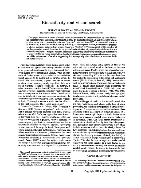 (PDF) Binocularity and visual search