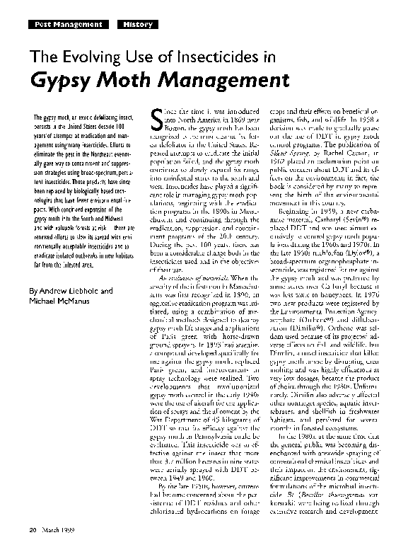 (PDF) The evolving use of insecticides in gypsy moth management
