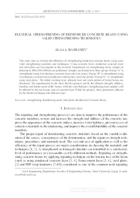(PDF) Flexural Strengthening of Reinforced Concrete Beams Using Valid ...