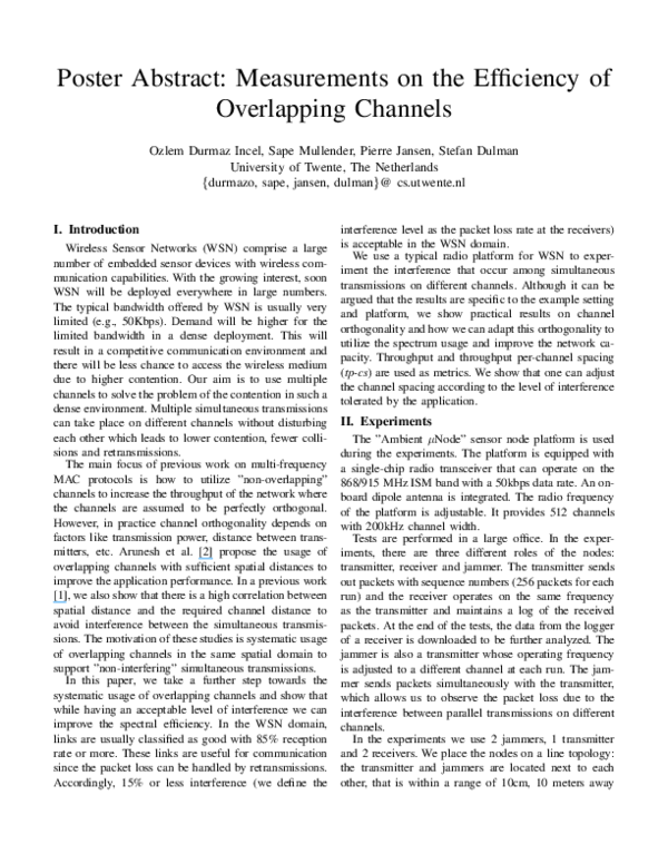 (PDF) Poster Abstract: Measurements on the Efficiency of Overlapping ...