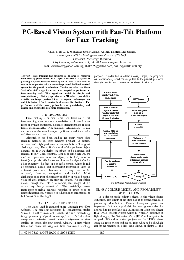 (PDF) PC-Based Vision System with Pan-Tilt Platform for Face Tracking