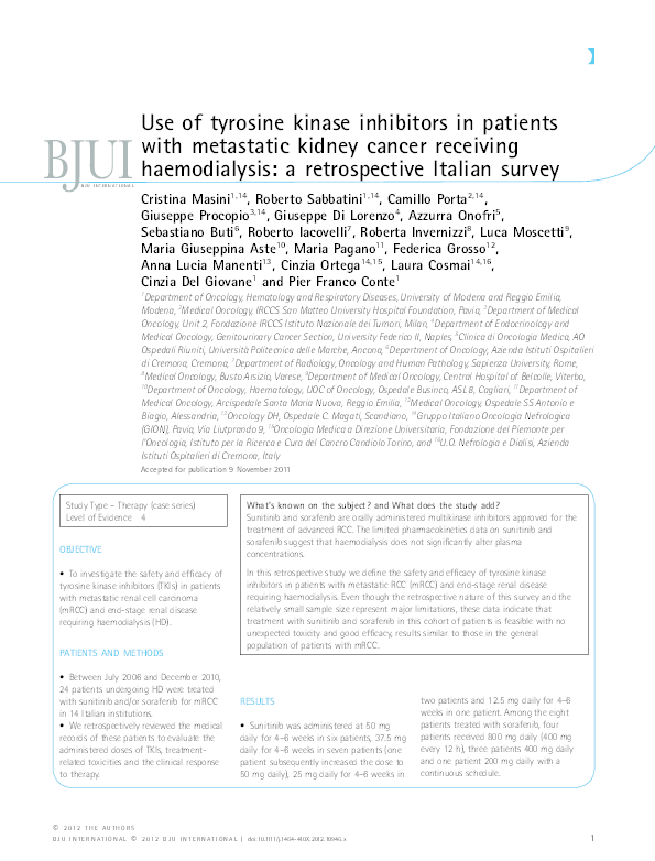 (PDF) Use of tyrosine kinase inhibitors in patients with metastatic ...