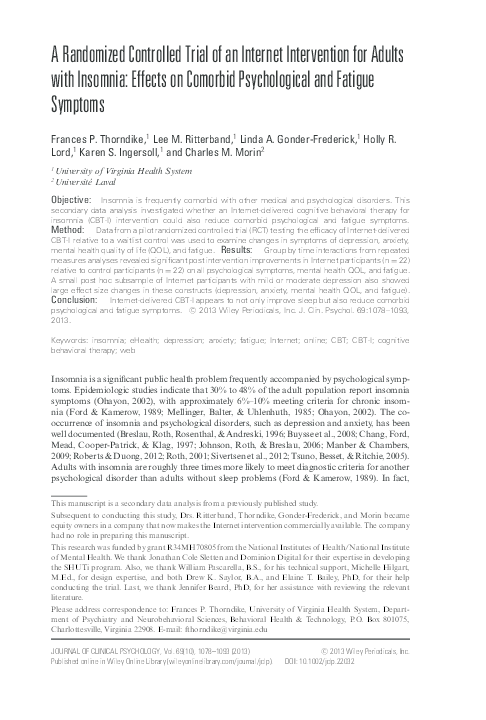 (PDF) A Randomized Controlled Trial of an Internet Intervention for ...