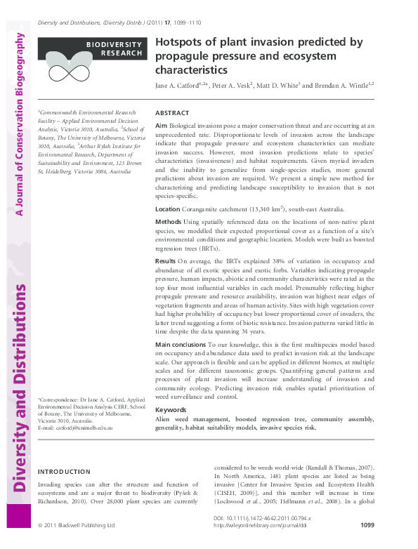 (PDF) Hotspots of plant invasion predicted by propagule pressure and ...