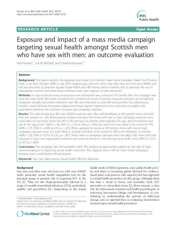 (PDF) Exposure and impact of a mass media campaign targeting sexual ...