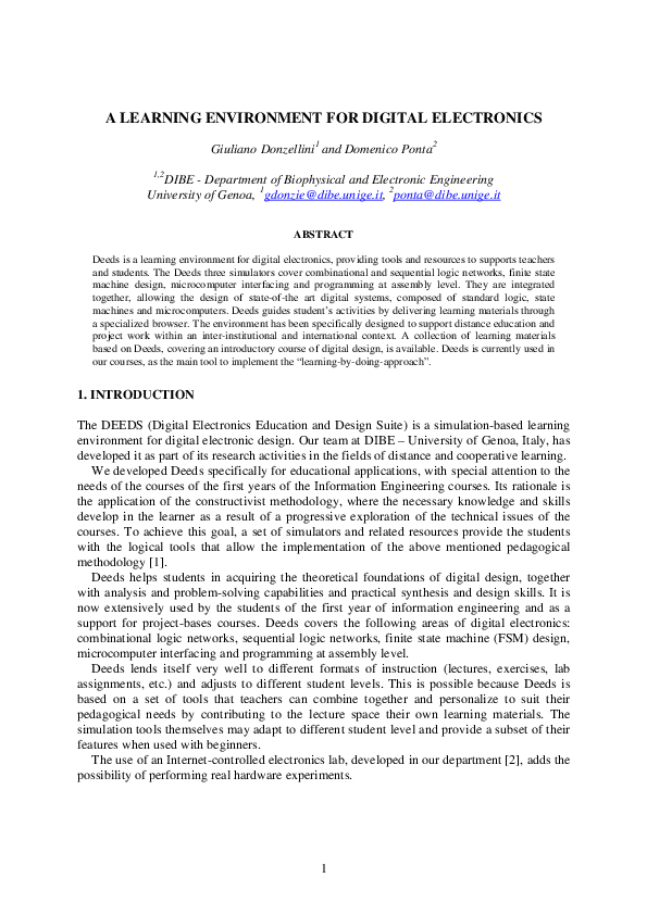 (PDF) Learning environment for digital electronics