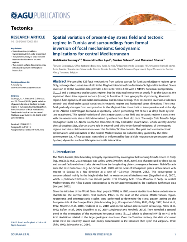 (PDF) Spatial variation of present-day stress field and tectonic regime ...