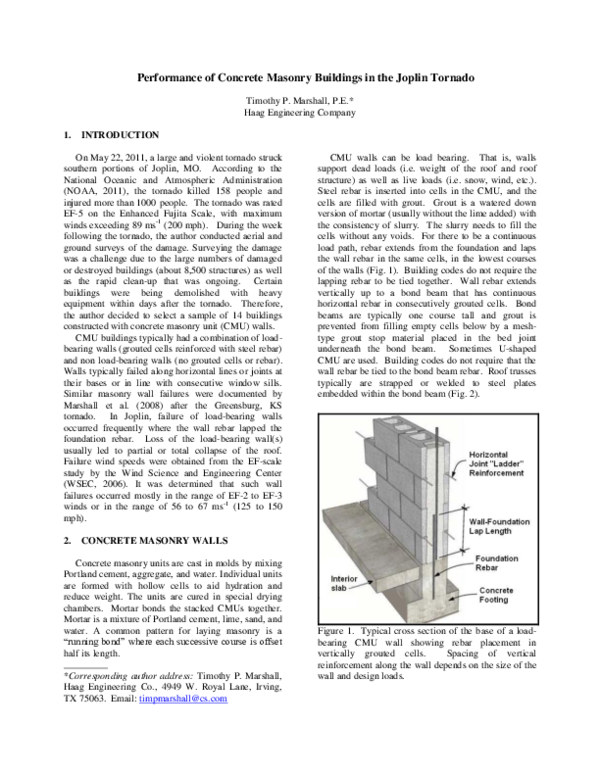 (PDF) Performance of Concrete Masonry Buildings in the Joplin Tornado